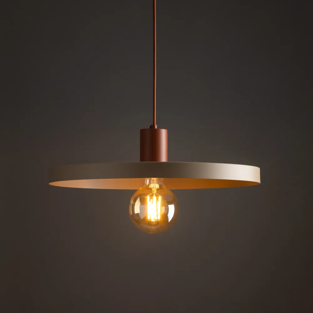 Lampadari Cucina-Selezionato da Mazzolaluce Lampadario a sospensione piatto 40 cm sabbia mattone per tavolo da pranzo