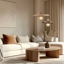 Lampadari Cucina-Selezionato da Mazzolaluce Lampadario a sospensione piatto 40 cm sabbia mattone per tavolo da pranzo