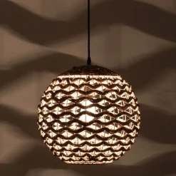 Lampadario Camera Da Letto-Selezionato da Mazzolaluce Lampadario a sospensione sfera di rattan e giacinto essiccato per camera da letto
