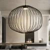 Lampadari Moderni-Selezionato da Mazzolaluce Lampadario a sospensione sfera gabbia di metallo nero per soggiorno moderno