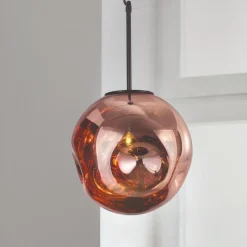 Lampadari Moderni-Selezionato da Mazzolaluce Lampadario a sospensione vetro rame specchiato martellato design moderno