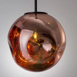 Lampadari Moderni-Selezionato da Mazzolaluce Lampadario a sospensione vetro rame specchiato martellato design moderno