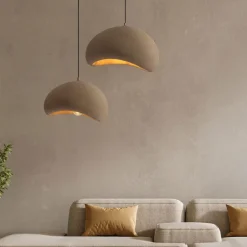 Lampadari Moderni-Selezionato da Mazzolaluce Lampadario a sospensione wabi sabi marrone 50cm design japandi