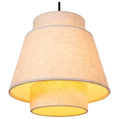 Lampadari Moderni-Selezionato da Mazzolaluce Lampadario a 3 sospensioni con paralumi in tessuto beige
