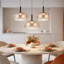 Lampadari Moderni-Fabas Luce Lampadario a sospensioni in vetro cognac fabas devero led 2700k 3000k 4000k