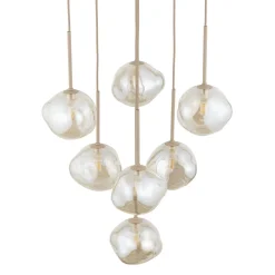 Lampadari Moderni-Selezionato da Mazzolaluce Lampadario a sospensioni in vetro cognac pendenti design moderno per soggiorno