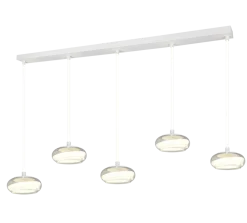 Lampadari Moderni-Selezionato da Mazzolaluce Lampadario a 5 sospensioni moderne in vetro trasparente led 4000k