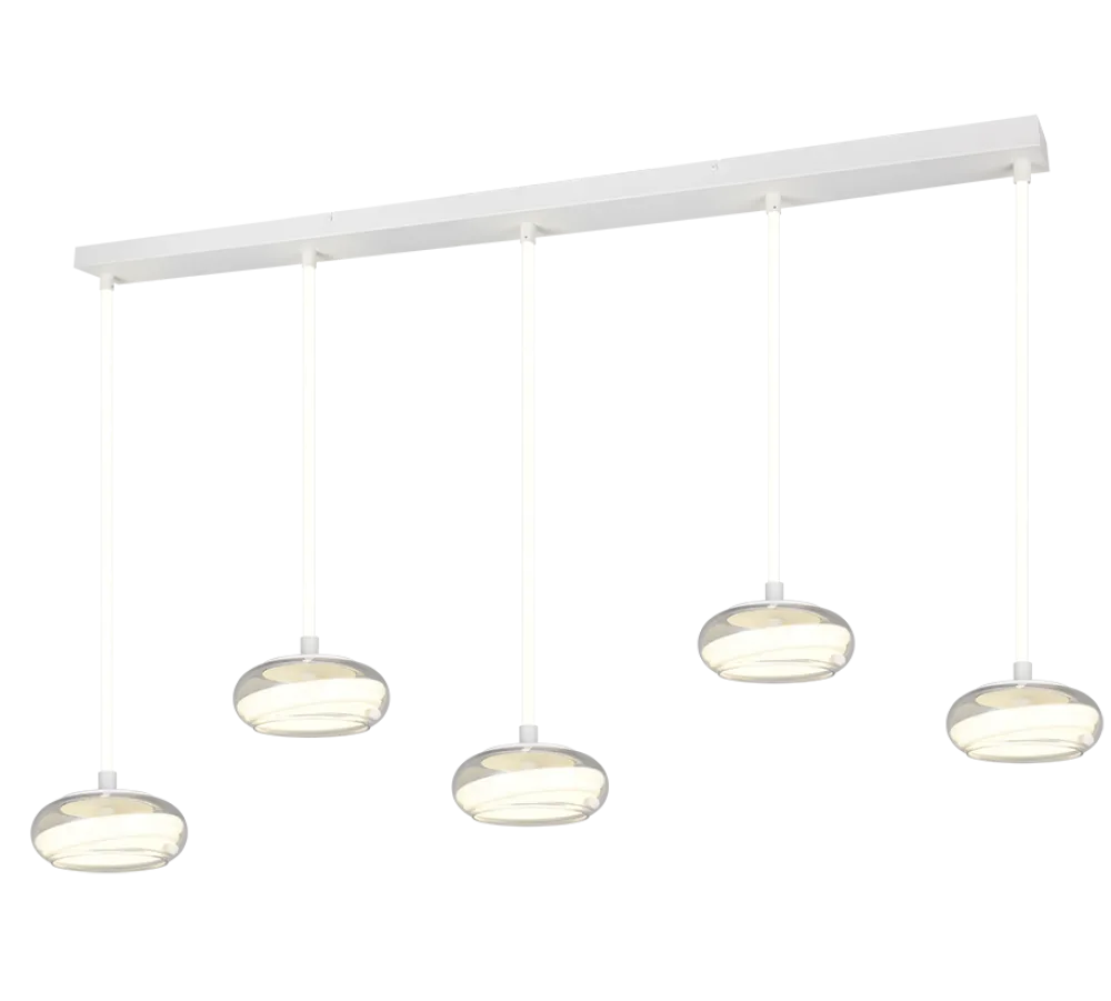 Lampadari Moderni-Selezionato da Mazzolaluce Lampadario a 5 sospensioni moderne in vetro trasparente led 4000k