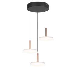 Lampadari Moderni-Selezionato da Mazzolaluce Lampadario a 3 sospensioni vetri bianchi legno per soggiorno moderno