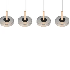 Lampadari Moderni-Selezionato da Mazzolaluce Lampadario a sospensioni vetro fume legno moderno per soggiorno