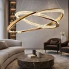 Lampadari Moderni-Selezionato da Mazzolaluce Lampadario athena a sospensione rame chiaro doppio anello per soggiorno