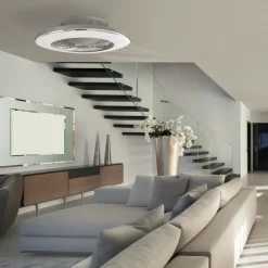Ventilatori Da Soffitto-Selezionato da Mazzolaluce Lampadario a ventilatore da soffitto bianco con luce 18mq con telecomando