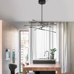 Lampadari Moderni-Selezionato da Mazzolaluce Lampadario bacchette led 3000k nero orientabili per soggiorno moderno
