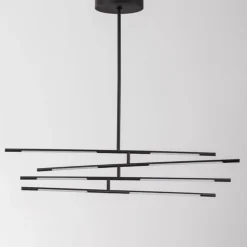Lampadari Moderni-Selezionato da Mazzolaluce Lampadario bacchette led 3000k nero orientabili per soggiorno moderno