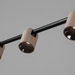 Lampadari Moderni-Selezionato da Mazzolaluce Lampadario barra a sospensione led nero marrone luci orientabili