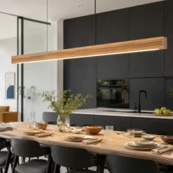 Lampadari Moderni-Selezionato da Mazzolaluce Lampadario barra di legno a sospensione per tavolo sala da pranzo