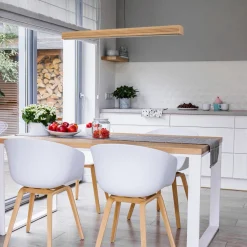 Lampadari Moderni-Selezionato da Mazzolaluce Lampadario barra di legno a sospensione per tavolo sala da pranzo
