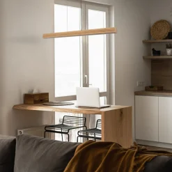 Lampadari Moderni-Selezionato da Mazzolaluce Lampadario barra di legno a sospensione per tavolo sala da pranzo