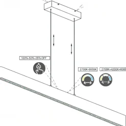 Lampadari Moderni-Selezionato da Mazzolaluce Lampadario barra di legno 115cm led 2700k a 6000k per tavolo da pranzo