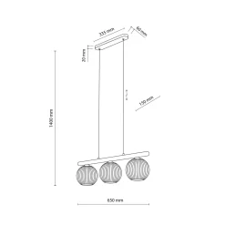 Lampadari Cucina-Selezionato da Mazzolaluce Lampadario barra di legno con sfere di vetro bianco per cucina
