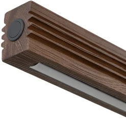 Lampadari Moderni-Selezionato da Mazzolaluce Lampadario barra di legno noce a sospensione led per sala da pranzo