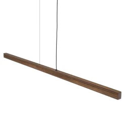 Lampadari Moderni-Selezionato da Mazzolaluce Lampadario barra di legno noce a sospensione led per sala da pranzo