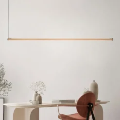 Lampadari Moderni-Selezionato da Mazzolaluce Lampadario barra led marrone chiaro per tavolo