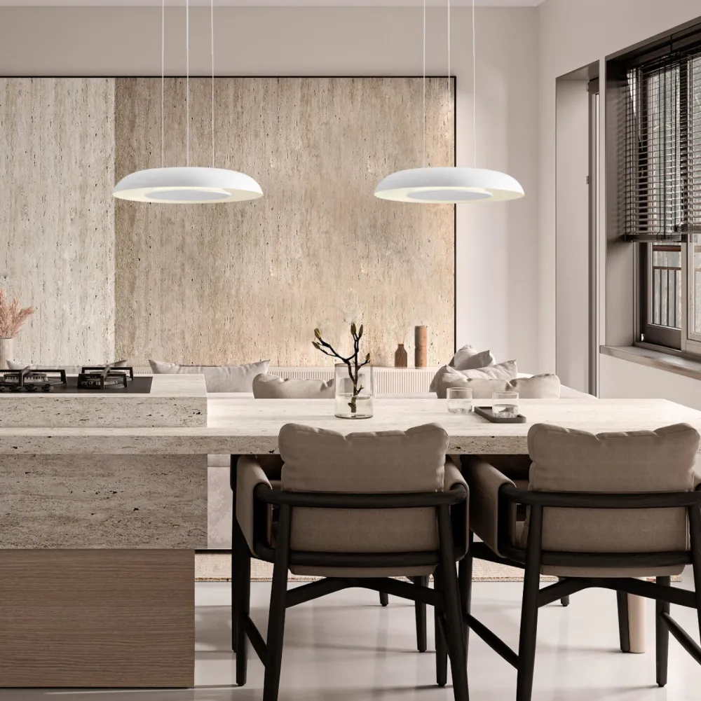Lampadari Cucina-Selezionato da Mazzolaluce Lampadario bianco 40cm per cucina led dimmerabile 2700k 4000k