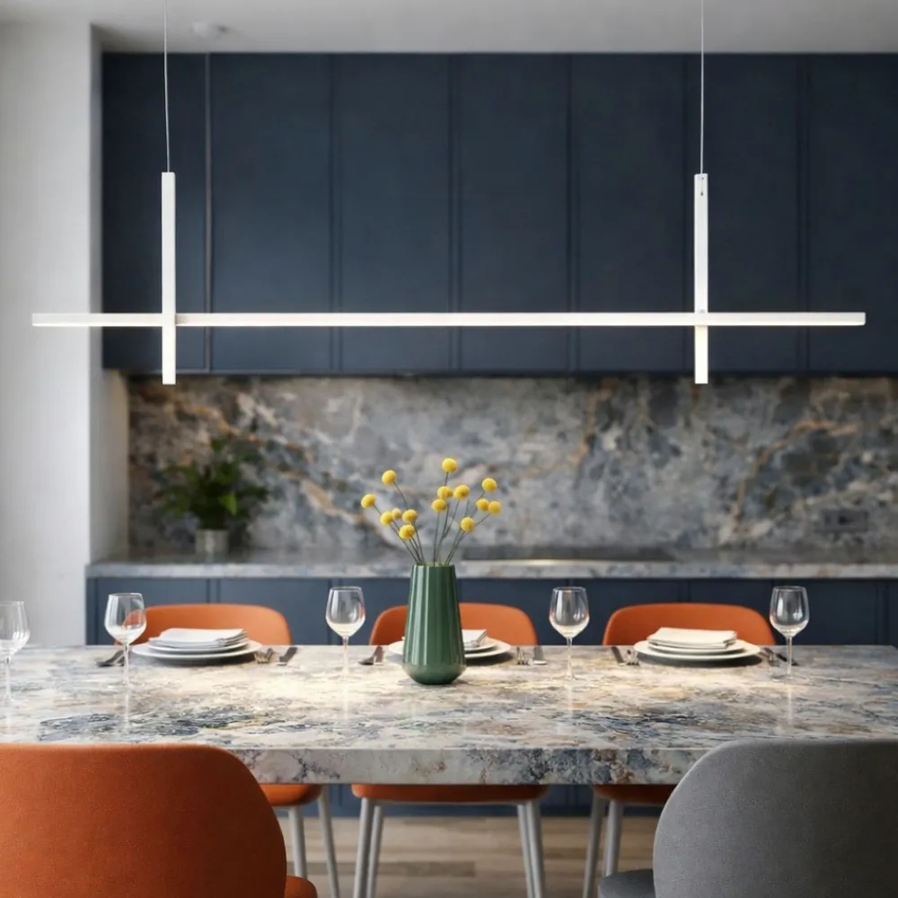 Lampadari Cucina-Selezionato da Mazzolaluce Lampadario bianco design per isola cucina moderna led 30w 3000k