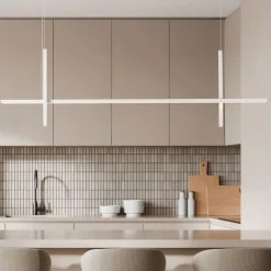 Lampadari Cucina-Selezionato da Mazzolaluce Lampadario bianco design per isola cucina moderna led 30w 3000k
