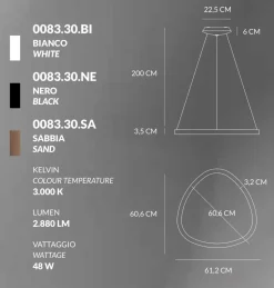 Lampadari Moderni-Vivida International Lampadario bianco vivida lifering led 48w 3000k 4000k per soggiorno moderno dimmerabile