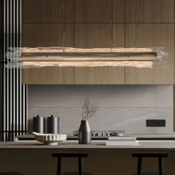 Lampadari Moderni-Selezionato da Mazzolaluce Lampadario bilancere design per soggiorno vetro ottone anticato