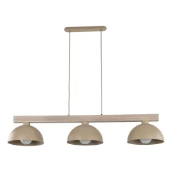 Lampadari Cucina-Selezionato da Mazzolaluce Lampadario bilanciere di legno cupole in metallo sabbia per cucina
