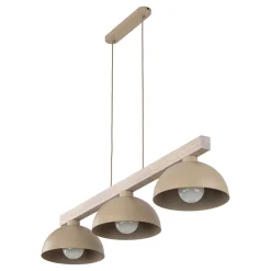 Lampadari Cucina-Selezionato da Mazzolaluce Lampadario bilanciere di legno cupole in metallo sabbia per cucina