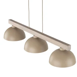 Lampadari Cucina-Selezionato da Mazzolaluce Lampadario bilanciere di legno cupole in metallo sabbia per cucina