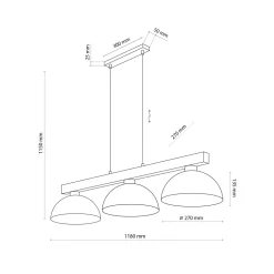 Lampadari Cucina-Selezionato da Mazzolaluce Lampadario bilanciere di legno cupole in metallo sabbia per cucina