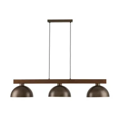 Lampadari Cucina-Selezionato da Mazzolaluce Lampadario bilanciere di legno noce per cucina rustica cupole di metallo marrone