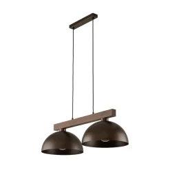Lampadari Cucina-Selezionato da Mazzolaluce Lampadario bilanciere di legno con cupole in metallo marrone per cucina