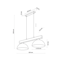 Lampadari Cucina-Selezionato da Mazzolaluce Lampadario bilanciere di legno con cupole in metallo marrone per cucina