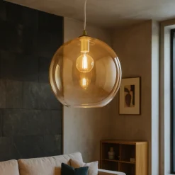 Lampadari Moderni-Perenz Illuminazione Lampadario boccia di vetro 35cm trasparente ambra planet perenz