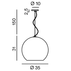 Lampadari Moderni-Perenz Illuminazione Lampadario boccia di vetro 35cm trasparente ambra planet perenz