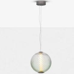 Lampadari Moderni-Selezionato da Mazzolaluce Lampadario boccia di vetro verde trasparente sfumato led 20w 3000k dimmerabile