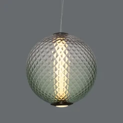 Lampadari Moderni-Selezionato da Mazzolaluce Lampadario boccia di vetro verde trasparente sfumato led 20w 3000k dimmerabile