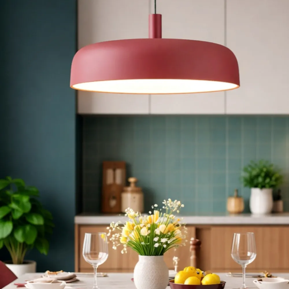 Lampadari Cucina-Selezionato da Mazzolaluce Lampadario bordeaux cupola per tavolo da cucina led 27w 3000k