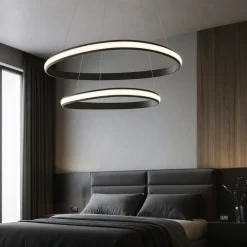 Lampadario Camera Da Letto-Selezionato da Mazzolaluce Lampadario camera da letto nero cerchi led 48w 3000k
