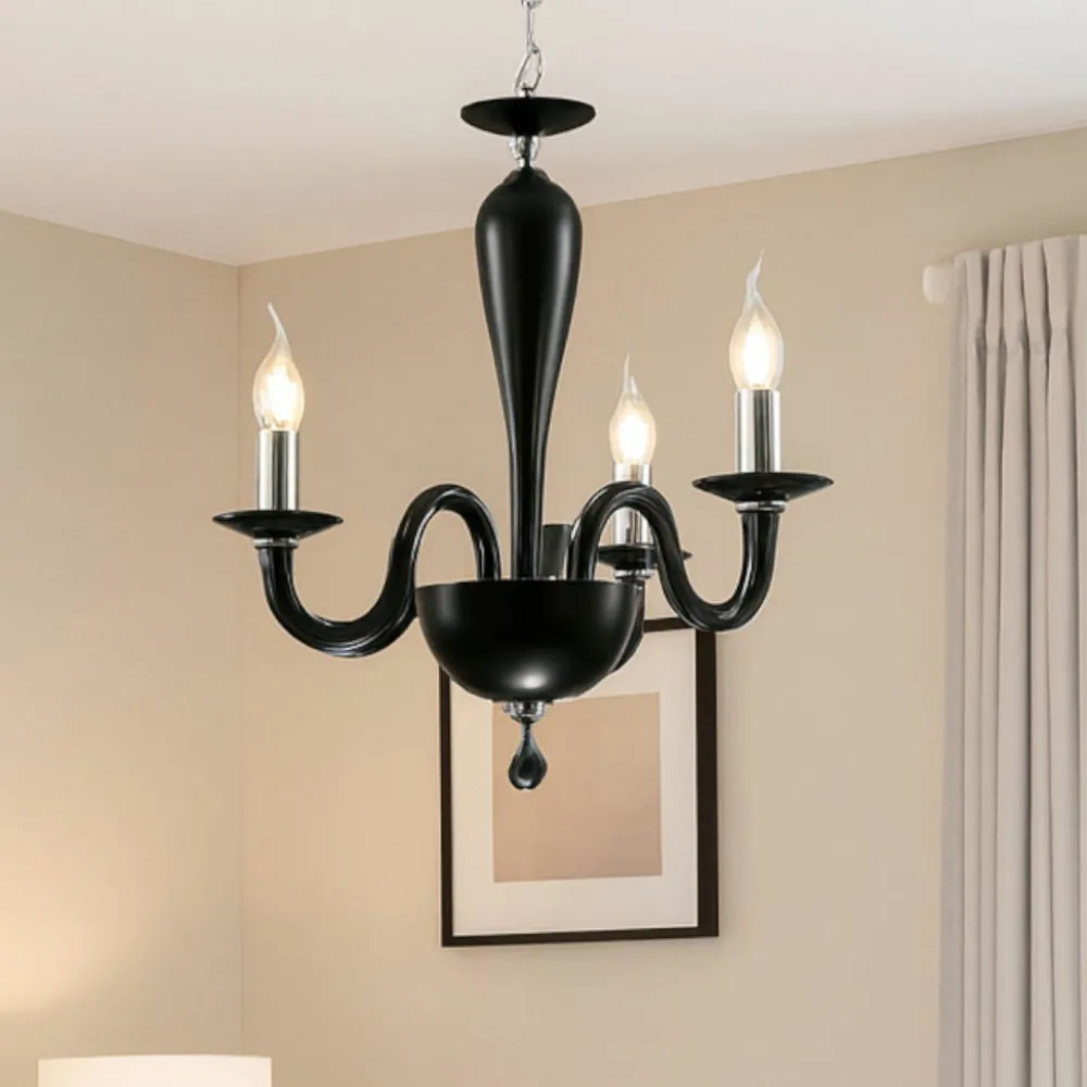 Lampadario Camera Da Letto-Ondaluce Lampadario camera da letto lp ravel 3 bracci e14 vetro nero