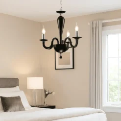 Lampadario Camera Da Letto-Ondaluce Lampadario camera da letto lp ravel 3 bracci e14 vetro nero
