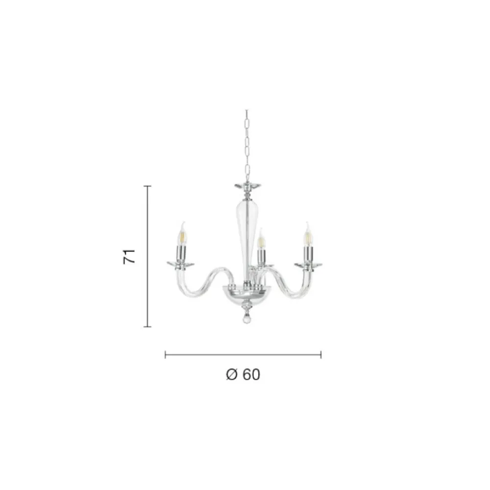 Lampadario Camera Da Letto-Ondaluce Lampadario camera da letto lp ravel 3 bracci e14 vetro nero