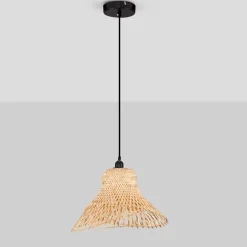 Lampadari Cucina-Selezionato da Mazzolaluce Lampadario cappello di rattan sabbia per tavolo sala da pranzo