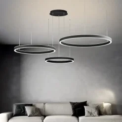 Lampadari Moderni-Gea Luce Lampadario 3 cerchi led 110w 3000k nero criseide